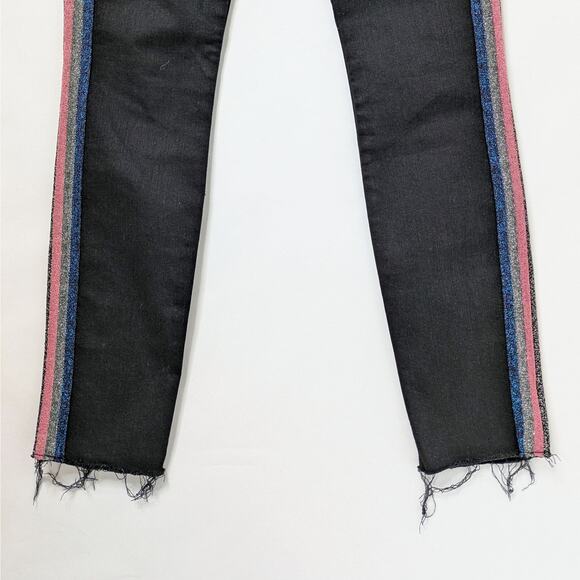 Mother Guilty Glitter Racer 24 Black Skinny Jeans Luxe Athleisure Street Style - Picture 6 of 12